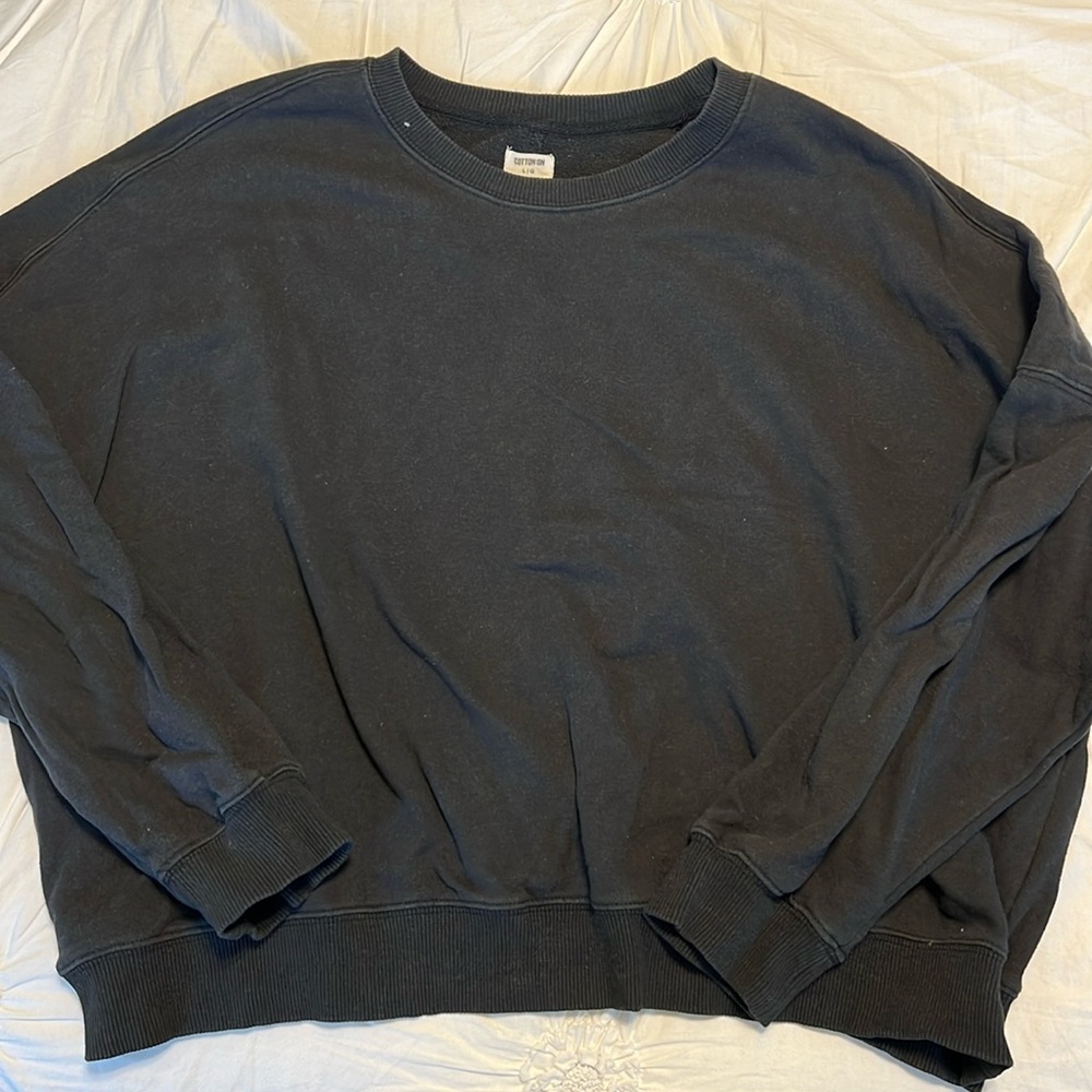 Cotton On Cropped Crewneck Sweatshirt - Black